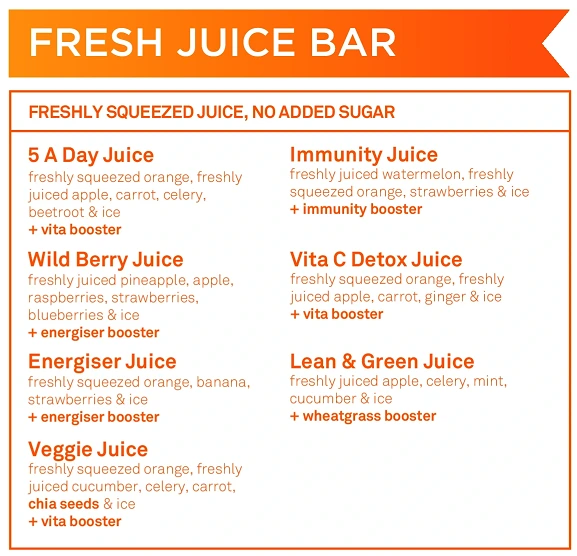 Boost Singapore Menu – Fresh Juice Bar