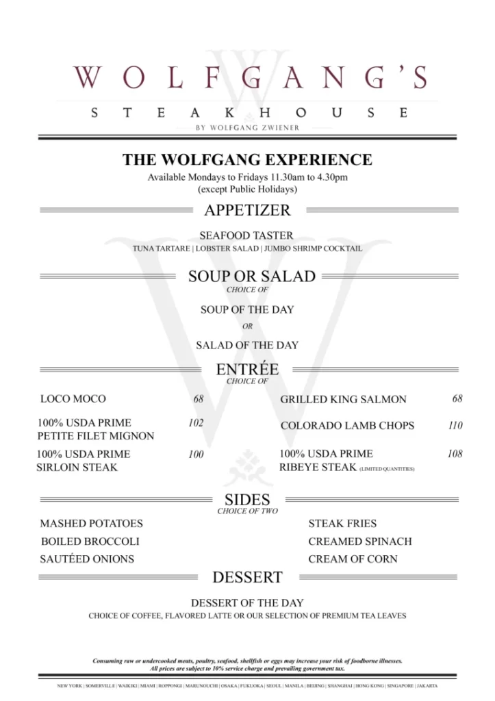 the wolfgang experience lunch course
