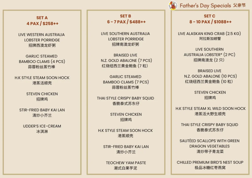 Orchid Live Seafood Father day Specials