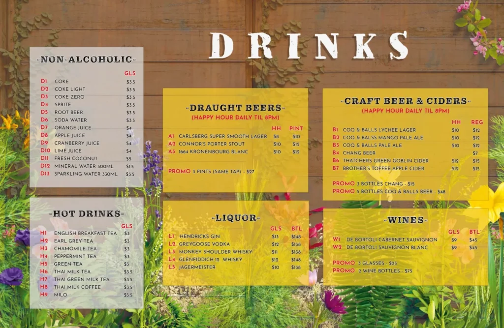 Refreshing and flavourful drinks from the Thai'D Me Up Singapore Menu.