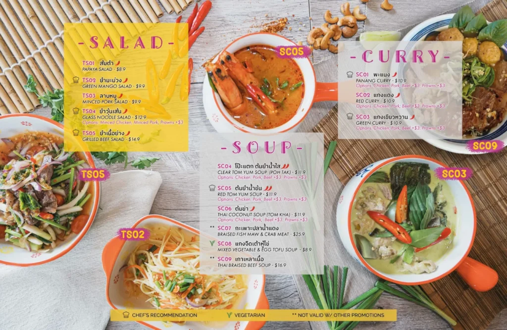Refreshing Thai-inspired salads and flavourful curries from the Thai'D Me Up Singapore Menu.