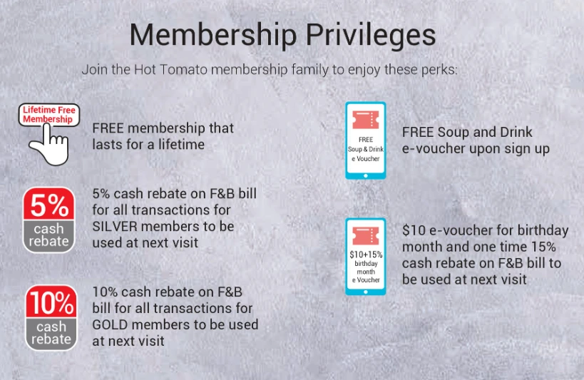 Hot Tomato Singapore Membership Privileges