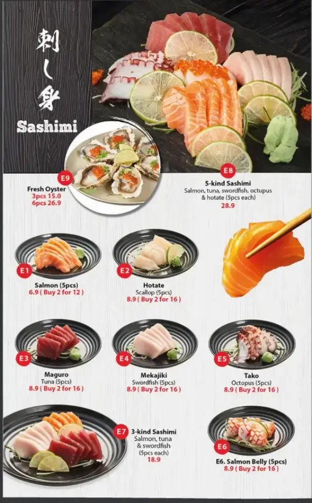 Kazoku Japanese Sashimi Menu and Prices