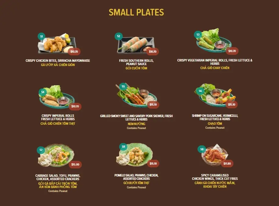 NamNam Singapore Small Plates Menu