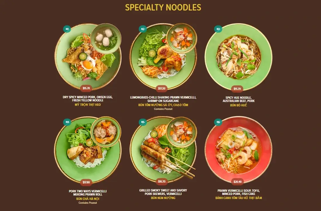 NamNam Speciality Noodles Menu