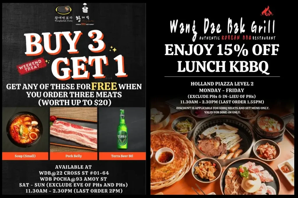 Promotions of Wang Dae Bak BBQ Singapore