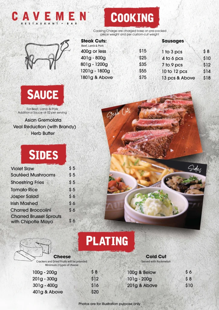 Caveman Food Sides Menu With Prices
