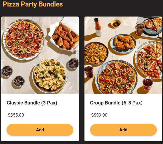 Pizza Party Bundles Menu With Prices