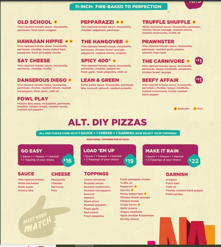 Alt Pizza Singapore Pizzas