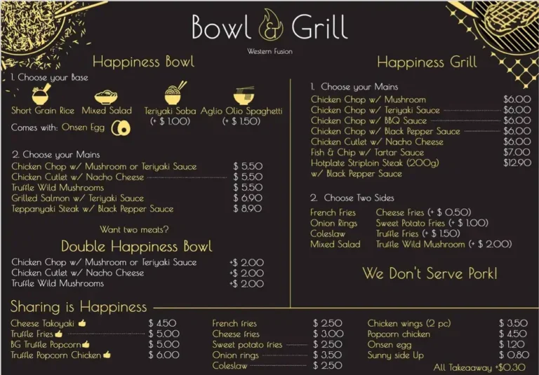 Bowl & Grill Singapore Menu & Updated Prices 2024