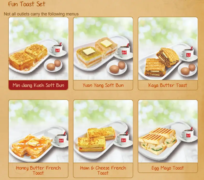 Fun Tea Singapore Menu Toast Set