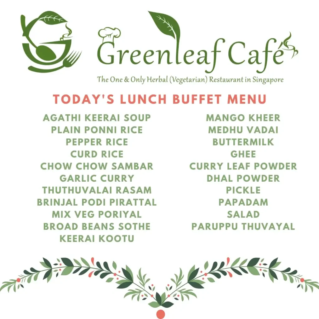 Greenleaf Cafe Singapore Lunch Buffet Menu